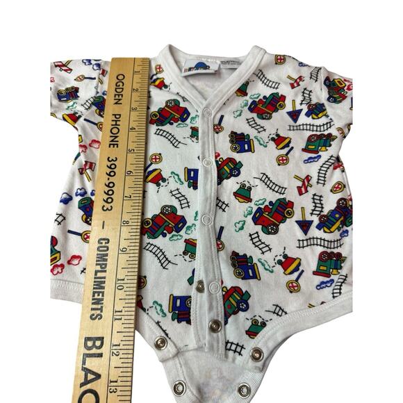 Vintage Peek-A-Babe 3-6 Months Infant One Piece Bodysuit Trains - Picture 2 of 8